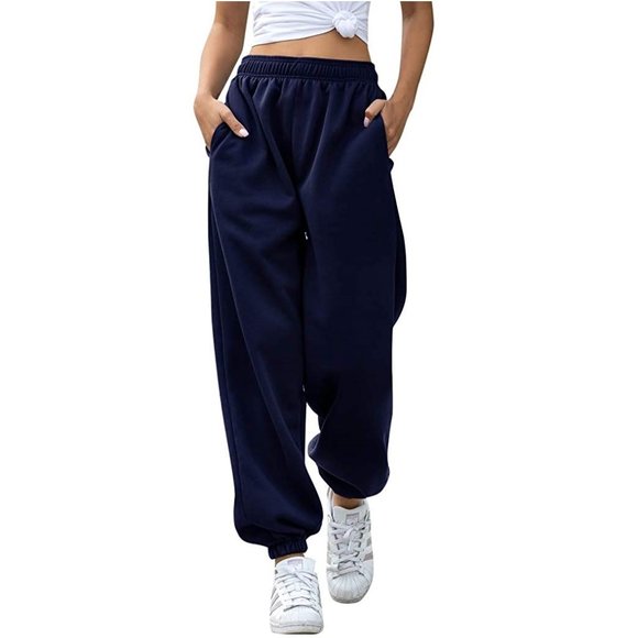 Baggy Sweatpants for Women Relaxed Fit Joggers with pockets Oversized Navy Blue - Picture 6 of 12